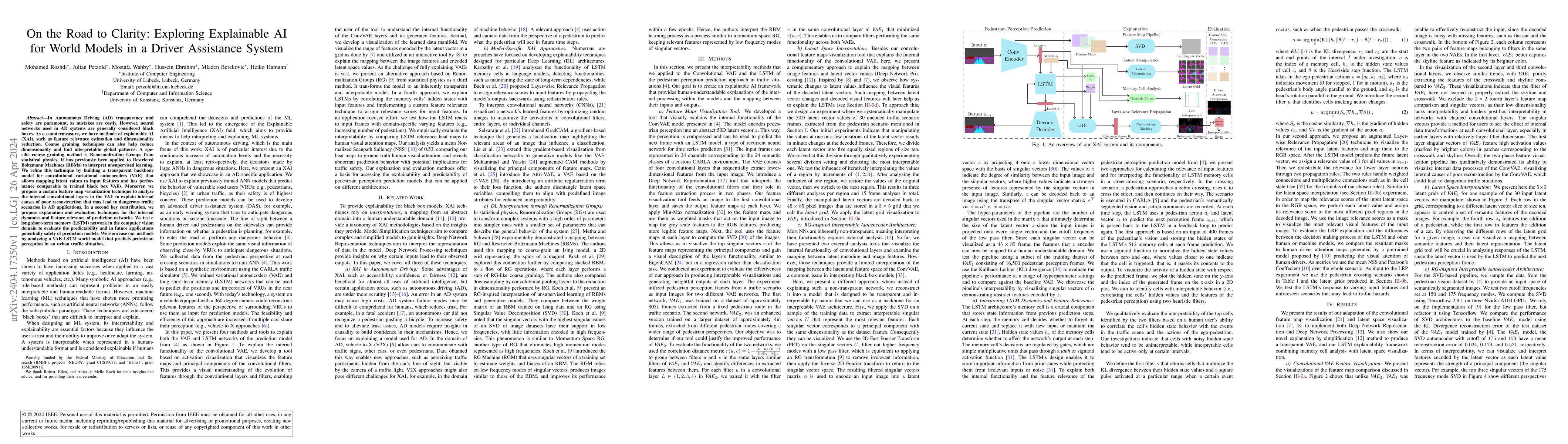 Thumbnail for On the Road to Clarity: Exploring Explainable AI for World Models in a
  Driver Assistance System
