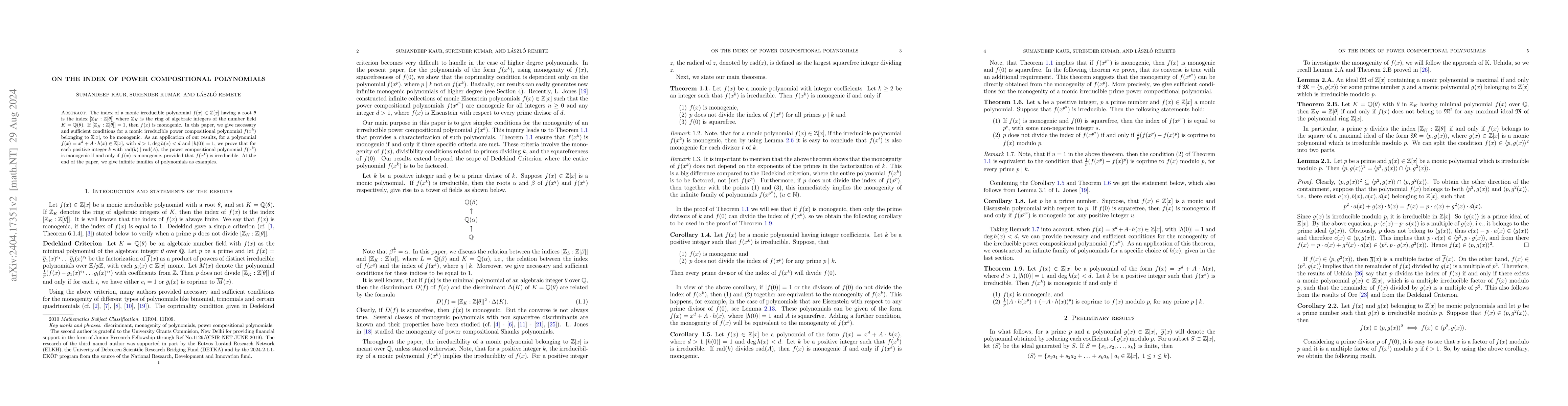 Thumbnail for On the index of power compositional polynomials