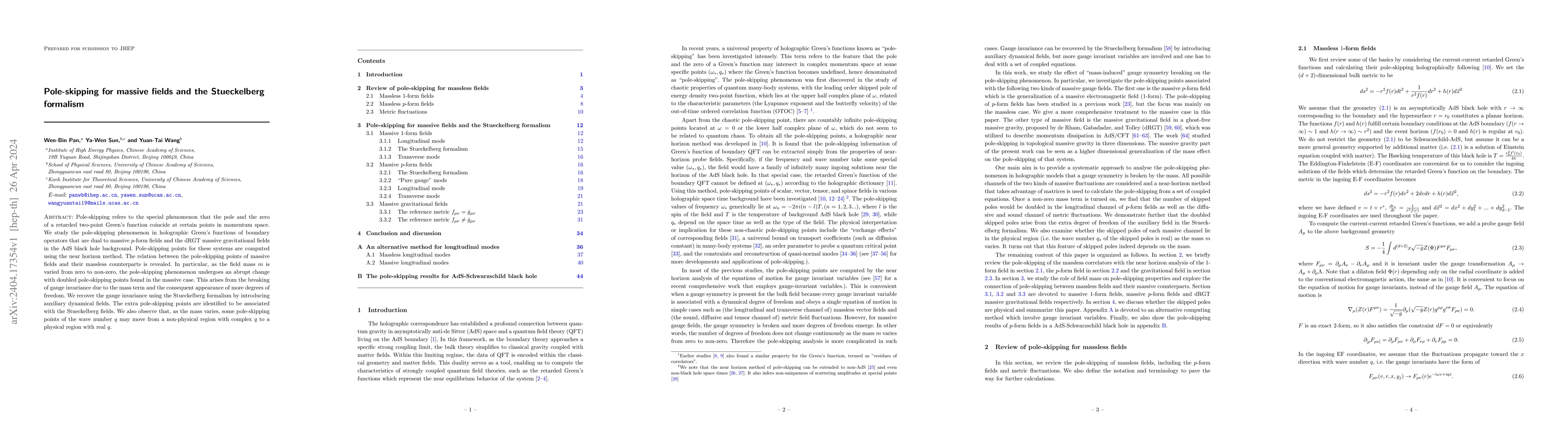 Thumbnail for Pole-skipping for massive fields and the Stueckelberg formalism