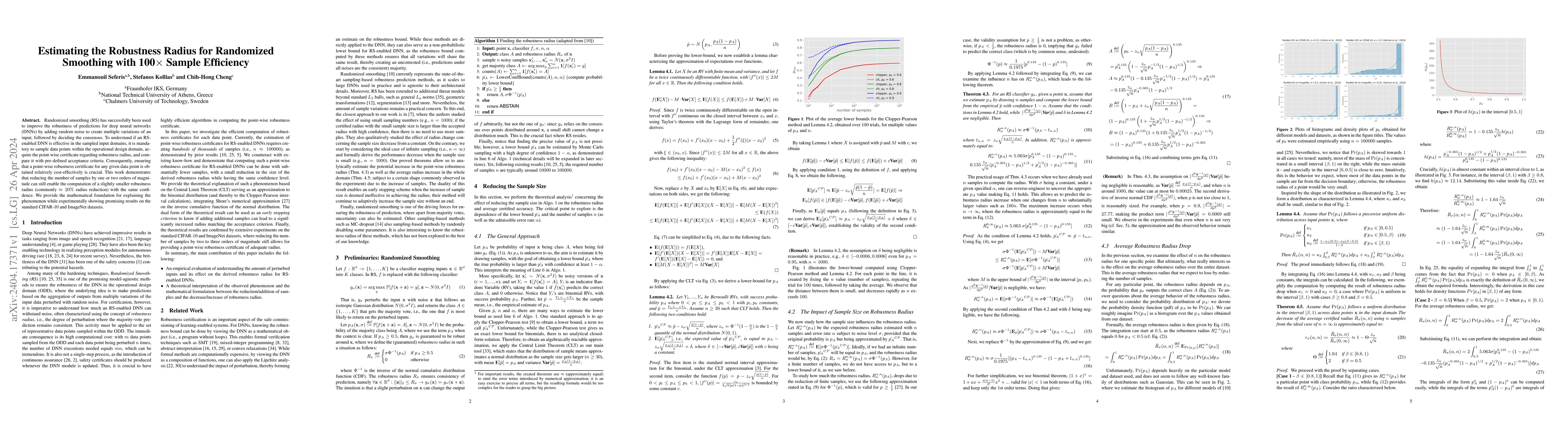 Thumbnail for Estimating the Robustness Radius for Randomized Smoothing with
  100$\times$ Sample Efficiency