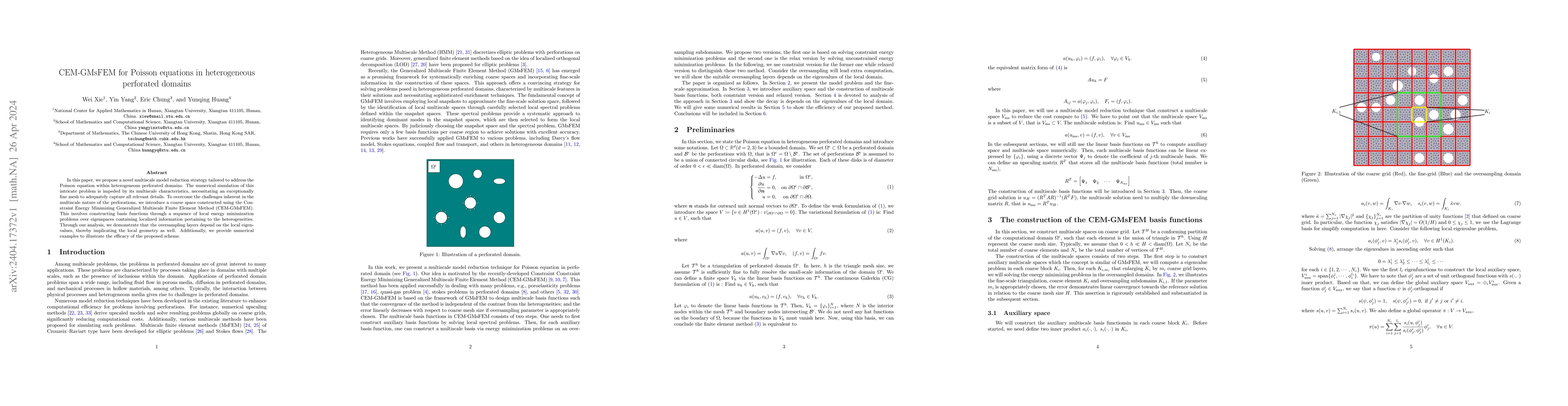 Thumbnail for CEM-GMsFEM for Poisson equations in heterogeneous perforated domains