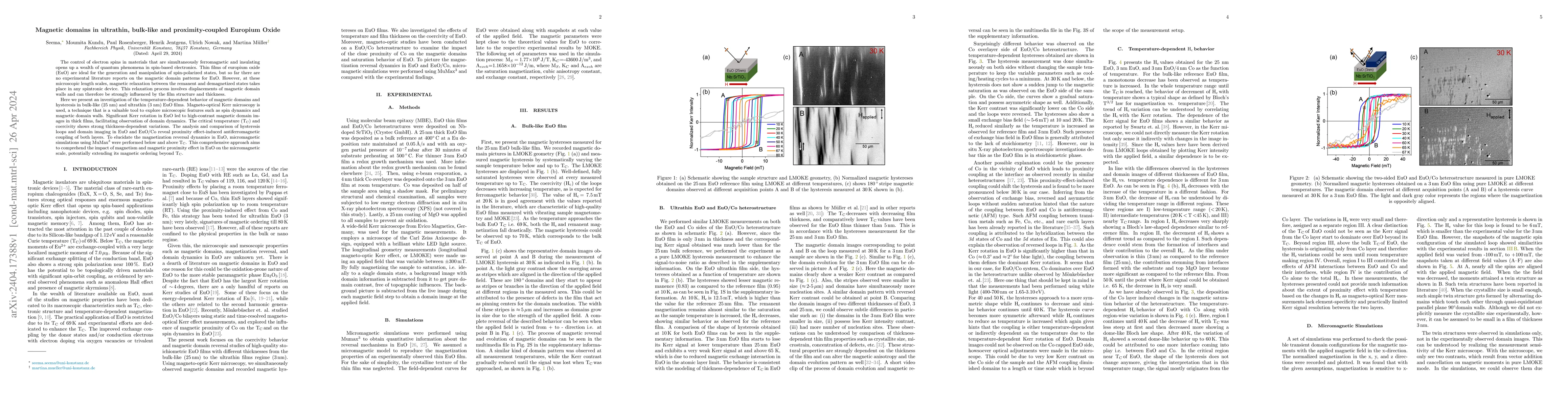 Thumbnail for Magnetic domains in ultrathin, bulk-like and proximity-coupled Europium
  Oxide