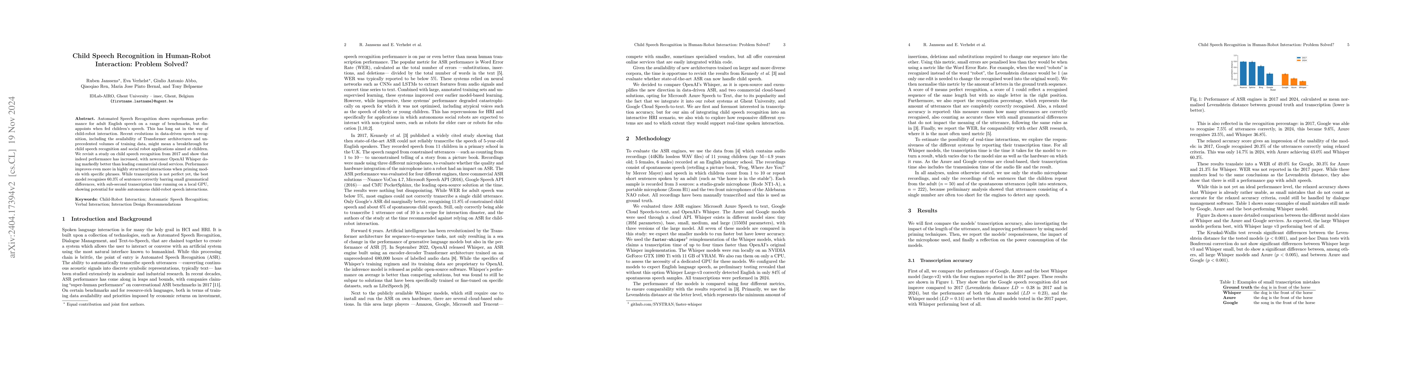 Thumbnail for Child Speech Recognition in Human-Robot Interaction: Problem Solved?