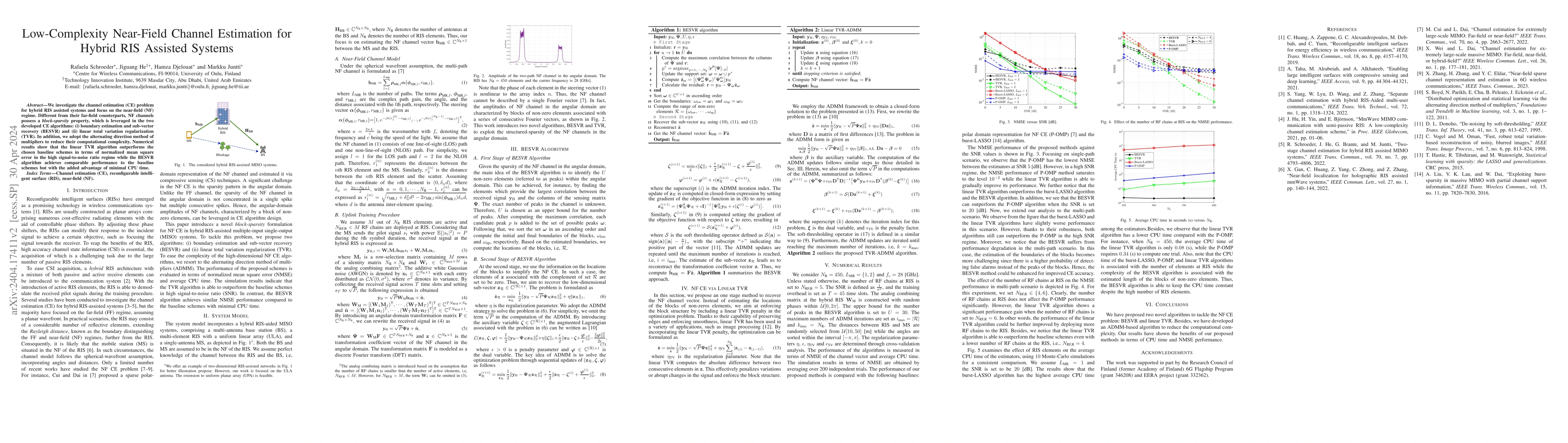 Thumbnail for Low-Complexity Near-Field Channel Estimation for Hybrid RIS Assisted
  Systems