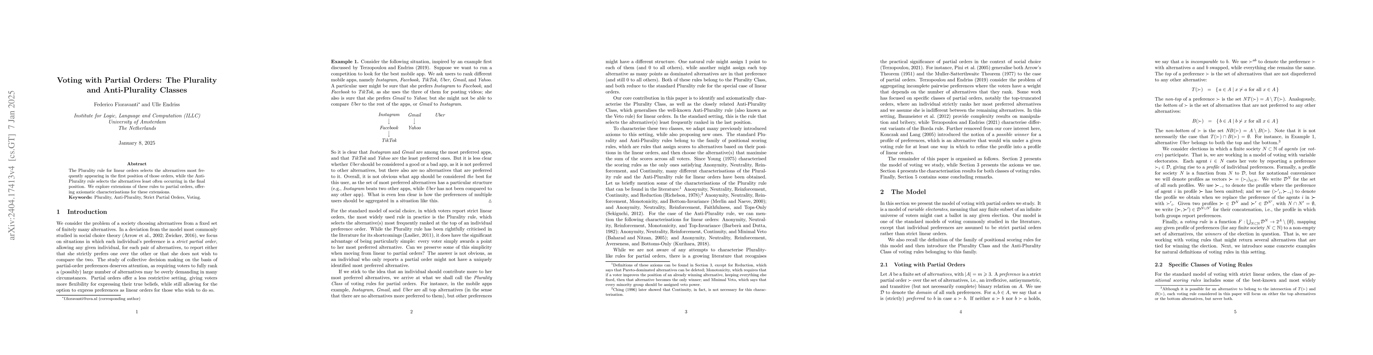 Thumbnail for Voting with Partial Orders: The Plurality and Anti-Plurality Classes
