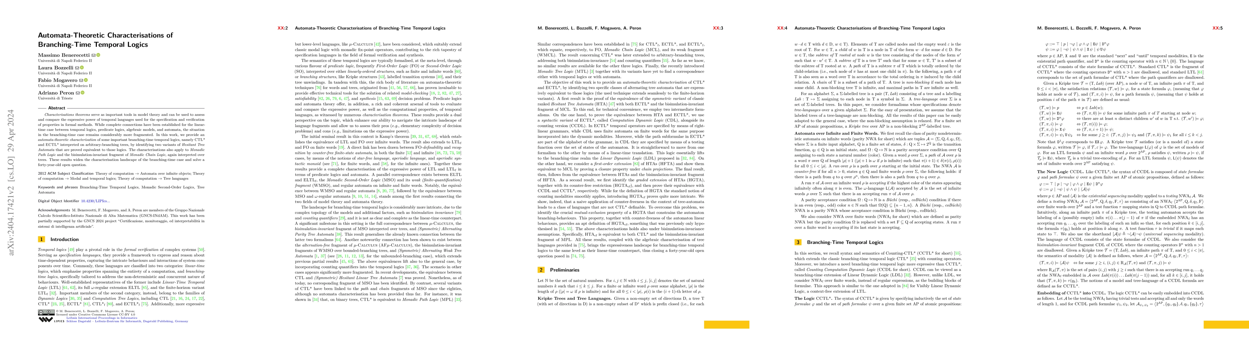 Thumbnail for Automata-Theoretic Characterisations of Branching-Time Temporal Logics