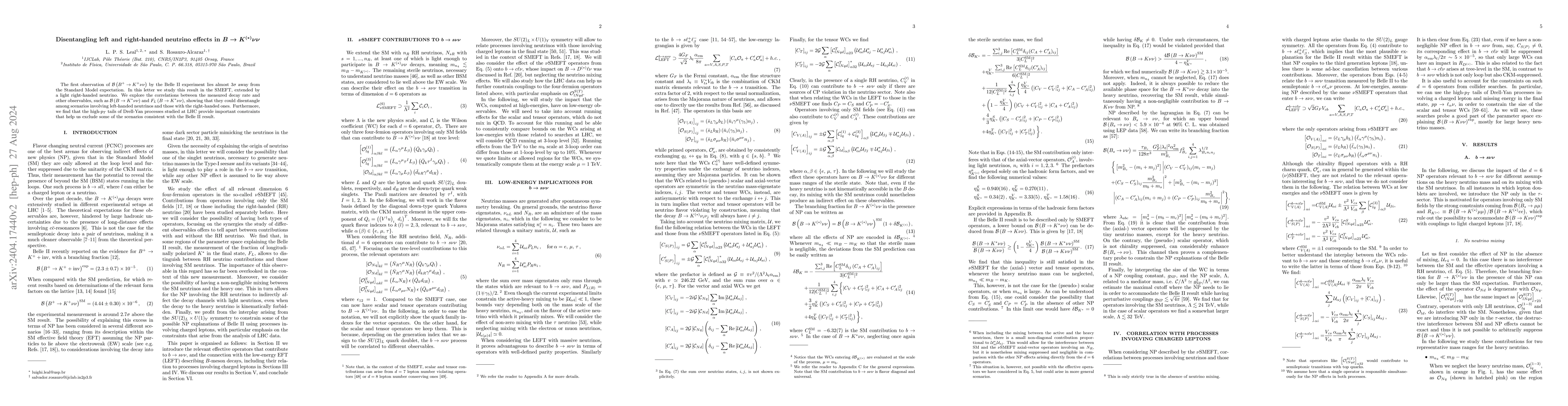 Thumbnail for Disentangling left and right-handed neutrino effects in $B\rightarrow
  K^{(*)}\nu\nu$