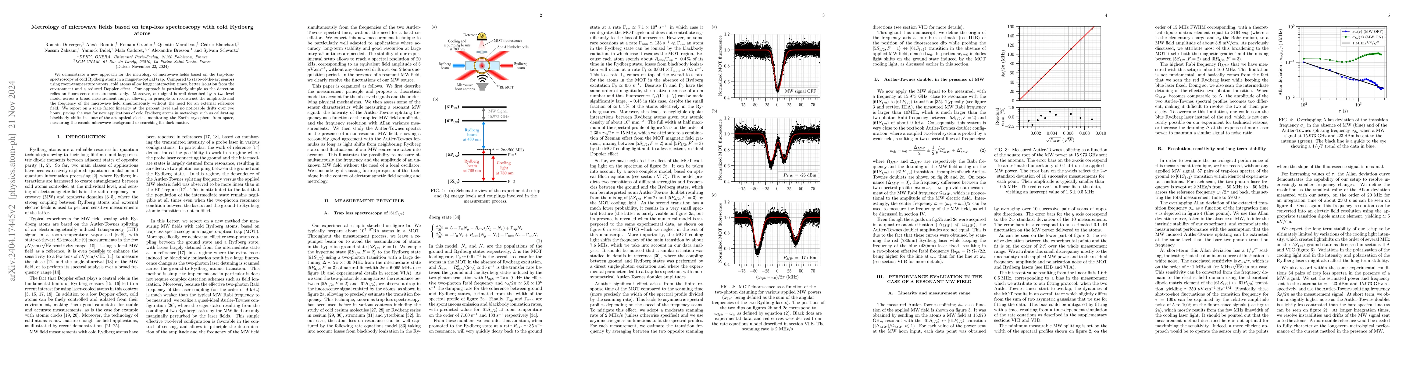 Thumbnail for Metrology of microwave fields based on trap-loss spectroscopy with cold
  Rydberg atoms