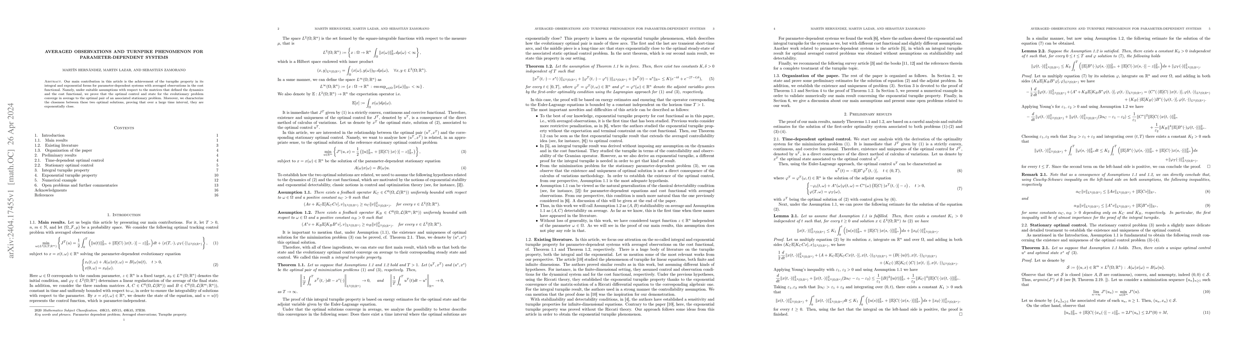 Thumbnail for Averaged observations and turnpike phenomenon for parameter-dependent
  systems