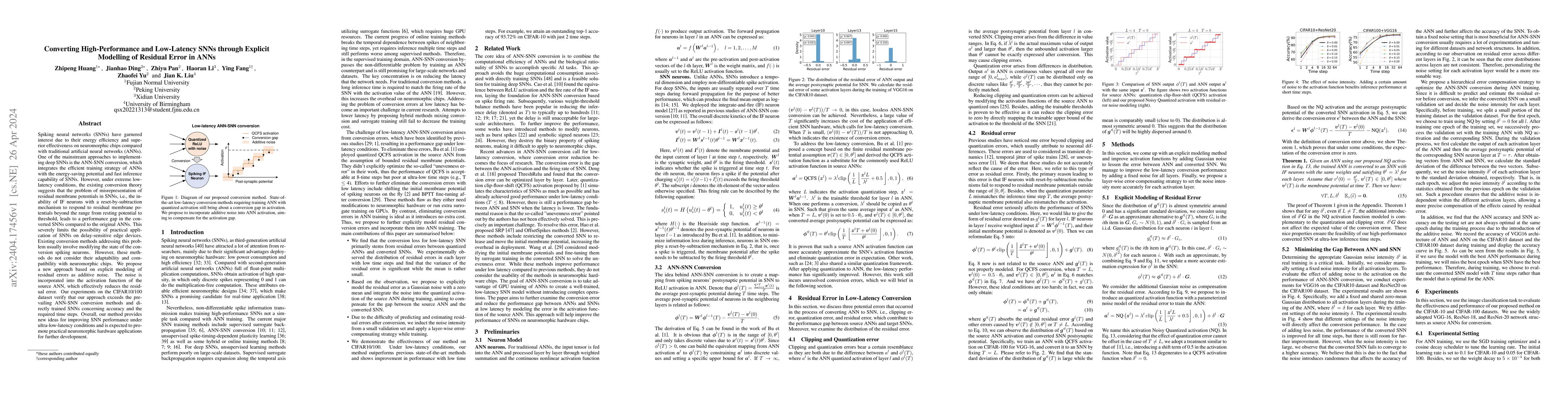 Thumbnail for Converting High-Performance and Low-Latency SNNs through Explicit
  Modelling of Residual Error in ANNs