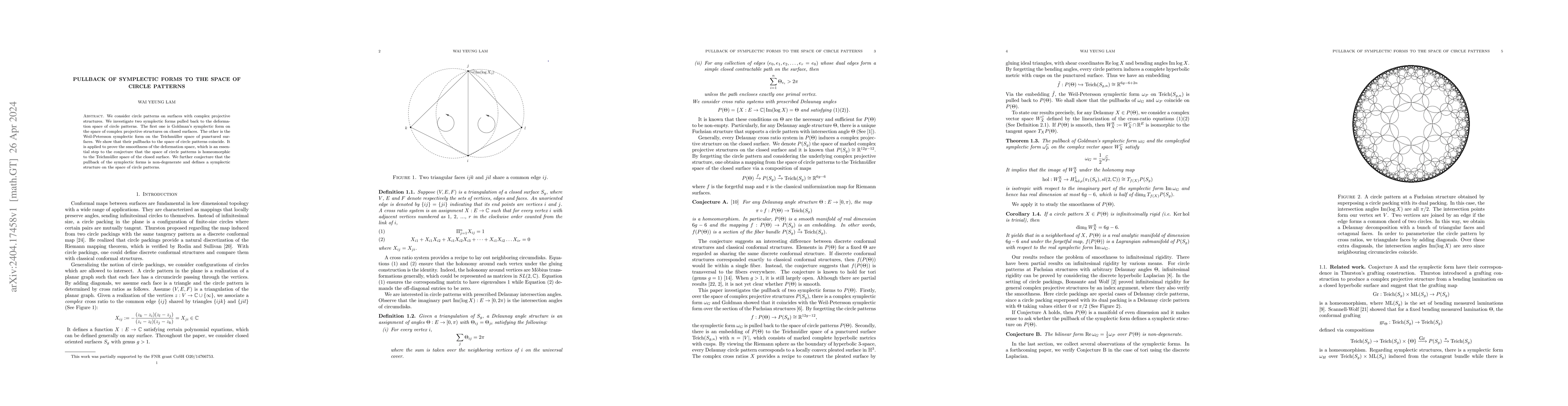 Thumbnail for Pullback of symplectic forms to the space of circle patterns