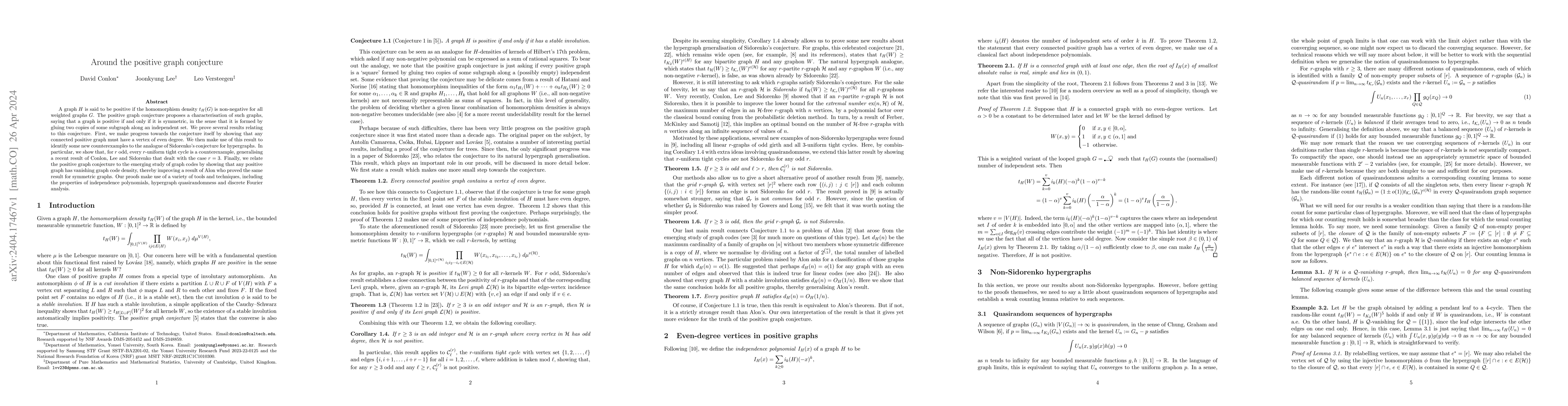 Thumbnail for Around the positive graph conjecture
