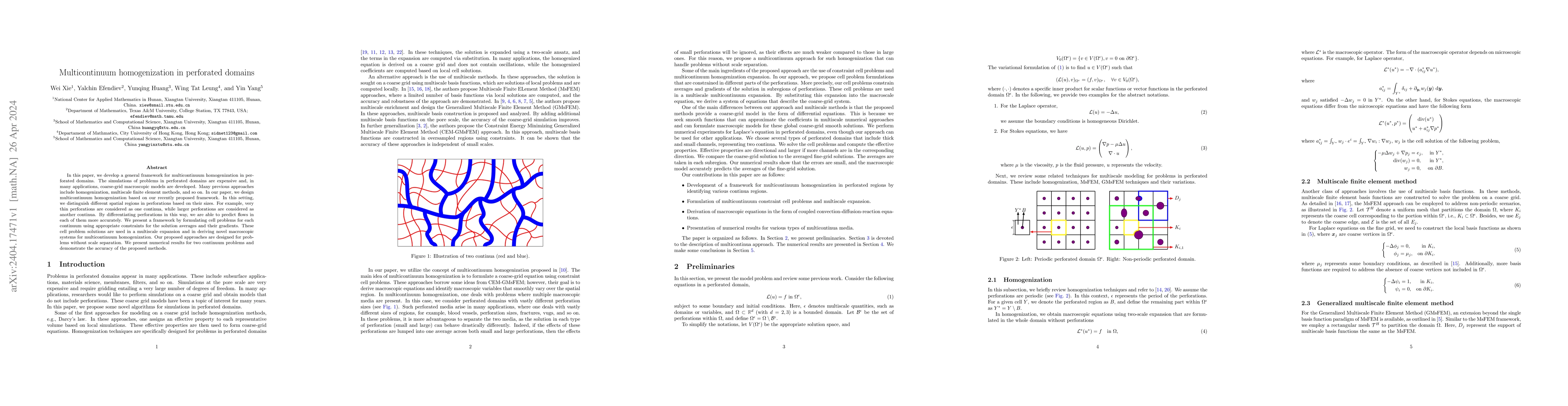 Thumbnail for Multicontinuum homogenization in perforated domains