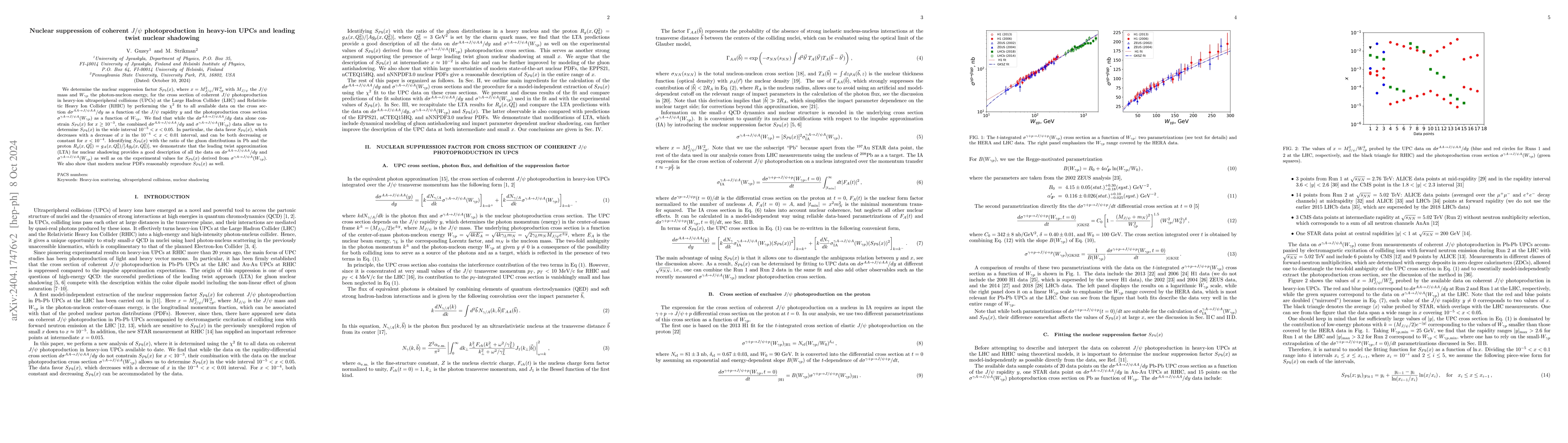 Thumbnail for Nuclear suppression of coherent $J/\psi$ photoproduction in heavy-ion
  UPCs and leading twist nuclear shadowing
