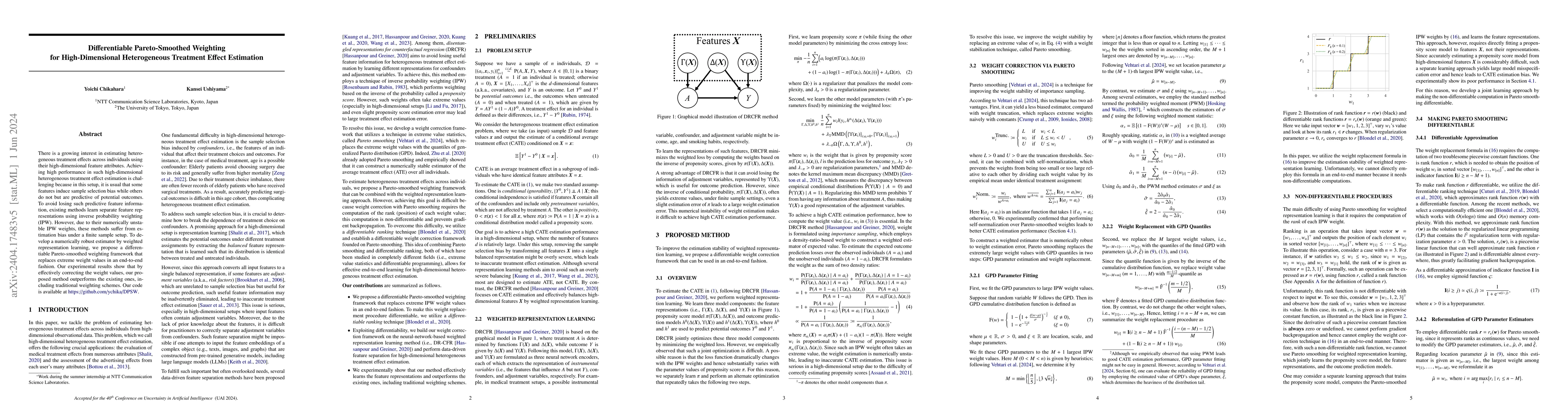 Thumbnail for Differentiable Pareto-Smoothed Weighting for High-Dimensional
  Heterogeneous Treatment Effect Estimation