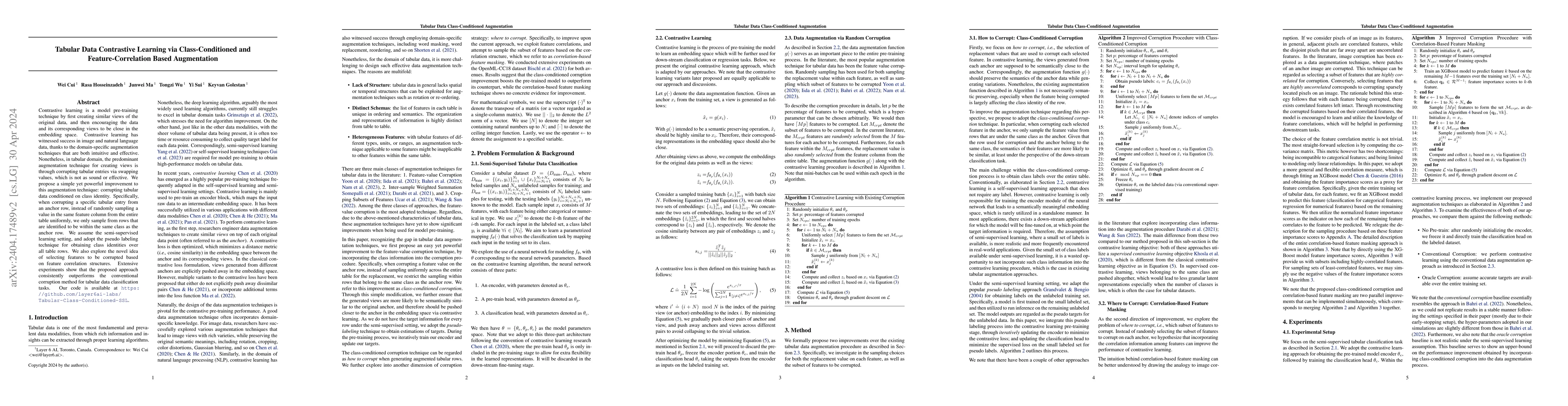 Thumbnail for Tabular Data Contrastive Learning via Class-Conditioned and
  Feature-Correlation Based Augmentation