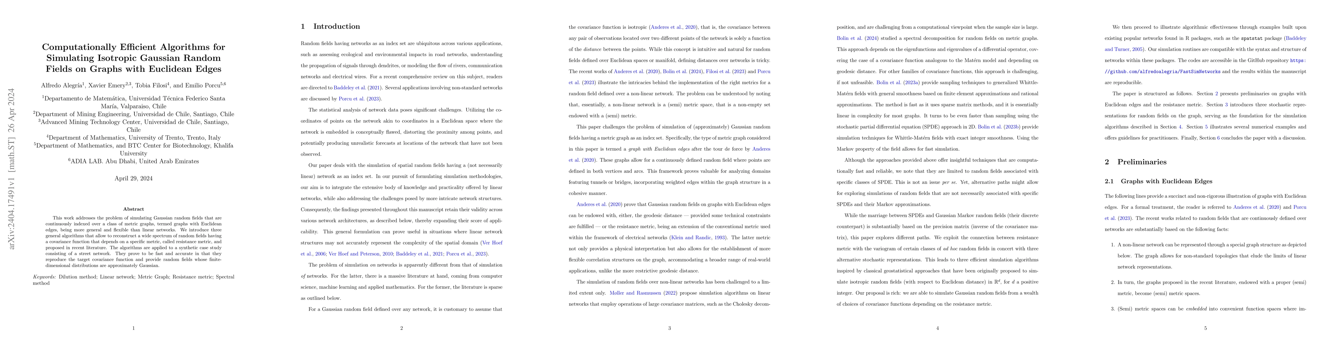 Thumbnail for Computationally Efficient Algorithms for Simulating Isotropic Gaussian
  Random Fields on Graphs with Euclidean Edges