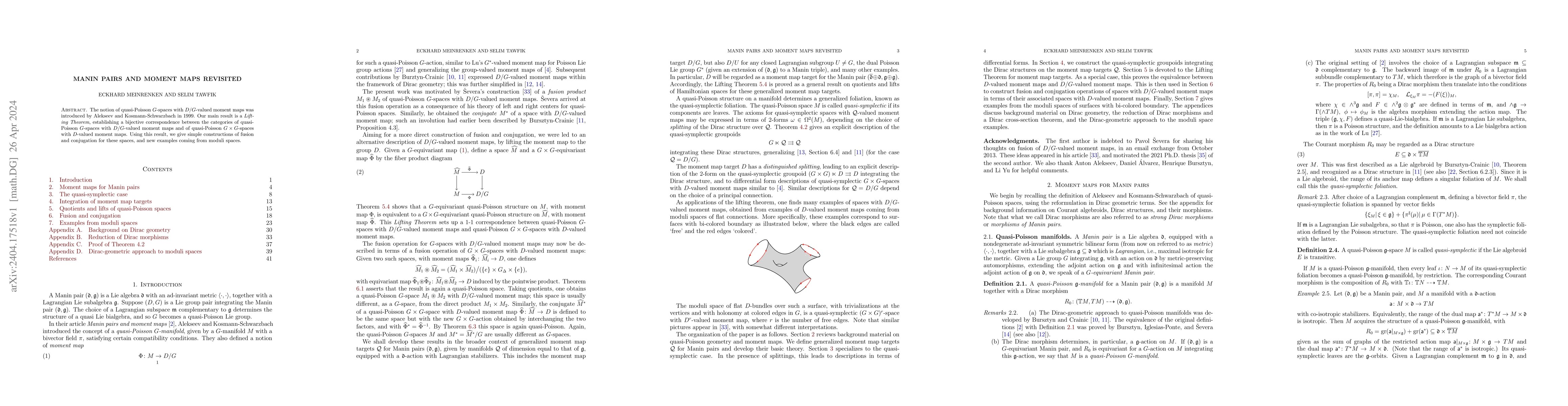 Thumbnail for Manin pairs and moment maps revisited