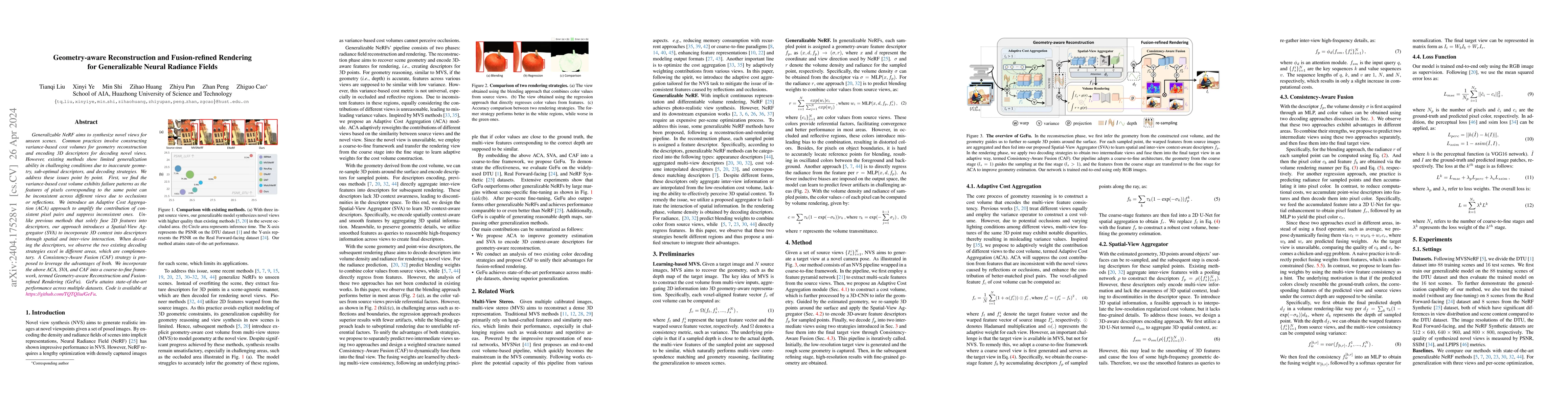 Thumbnail for Geometry-aware Reconstruction and Fusion-refined Rendering for
  Generalizable Neural Radiance Fields