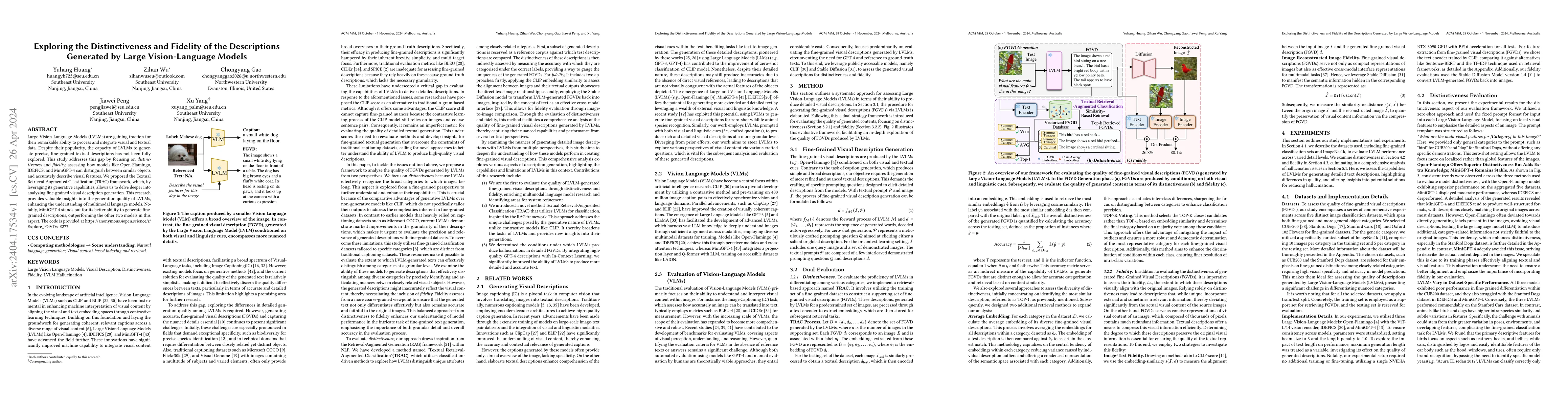 Thumbnail for Exploring the Distinctiveness and Fidelity of the Descriptions Generated
  by Large Vision-Language Models