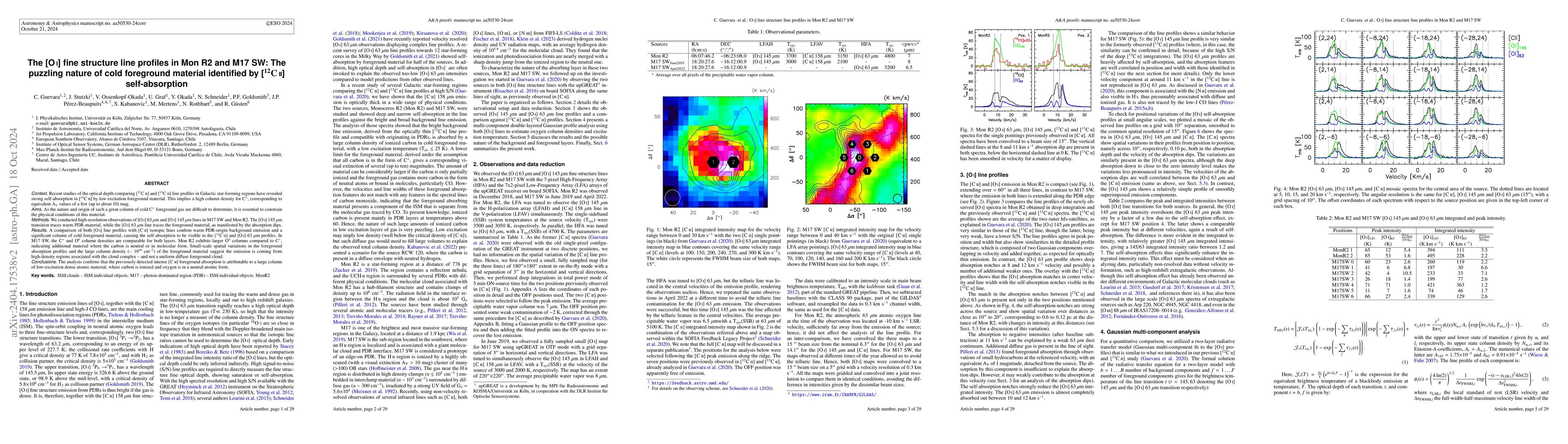 Thumbnail for [OI] fine structure line profiles in Mon R2 and M17 SW: the puzzling
  nature of cold foreground material identified by [12CII] self-absorption
