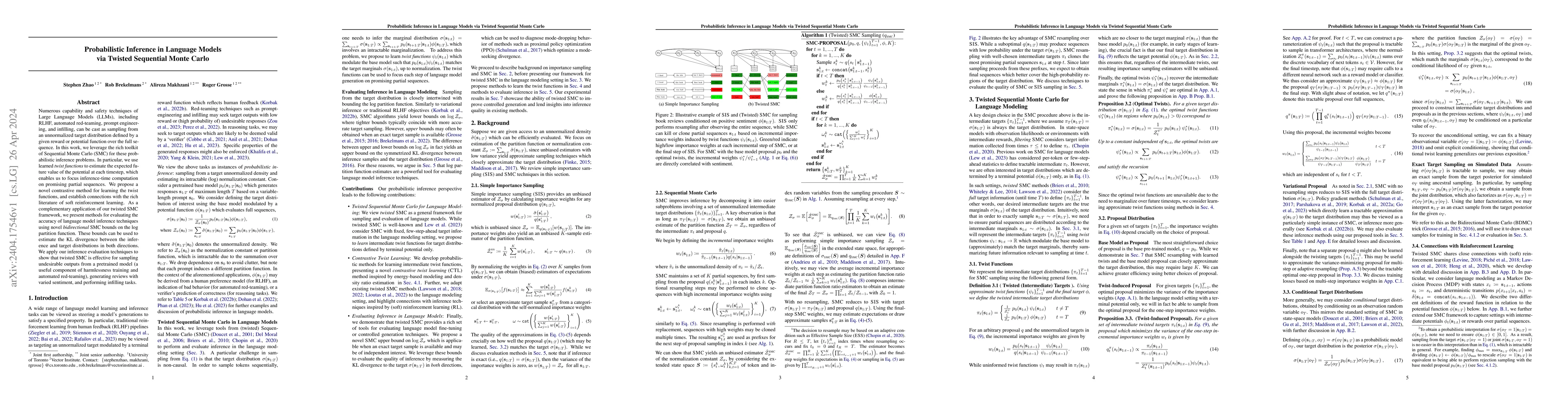 Thumbnail for Probabilistic Inference in Language Models via Twisted Sequential Monte
  Carlo