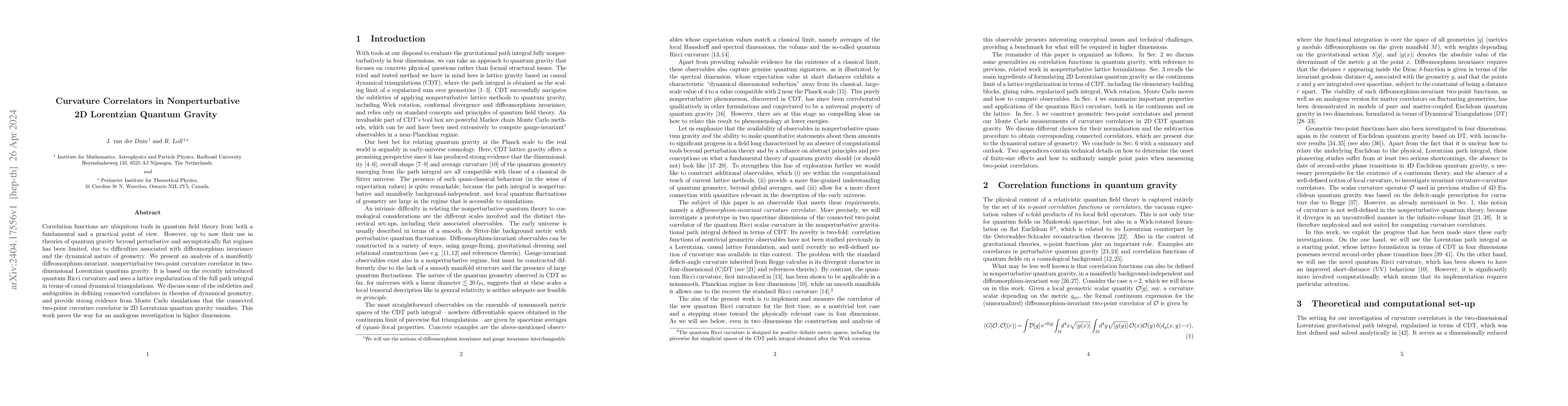 Thumbnail for Curvature Correlators in Nonperturbative 2D Lorentzian Quantum Gravity