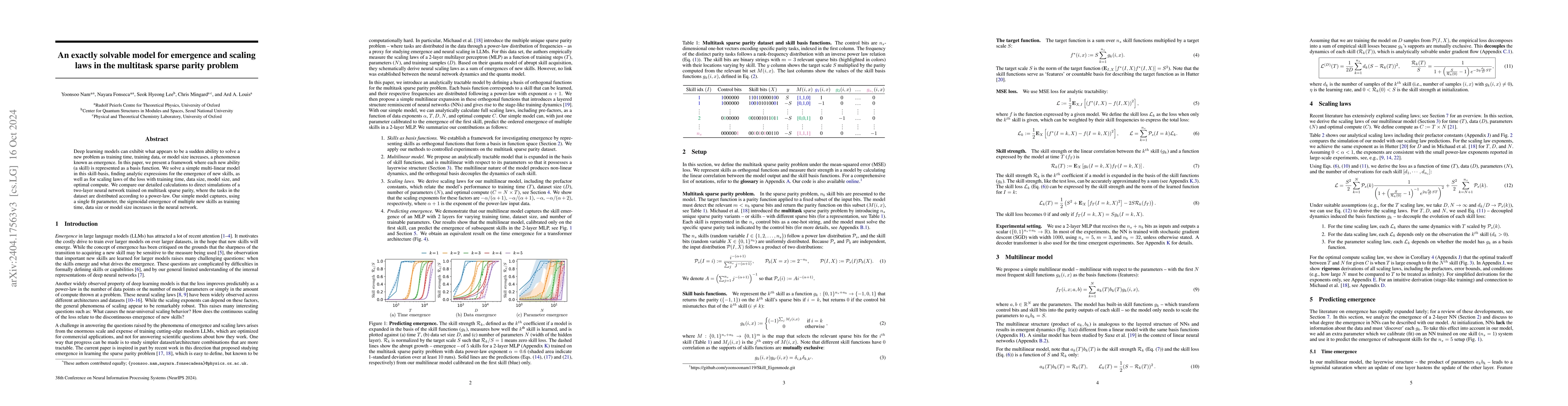 Thumbnail for An exactly solvable model for emergence and scaling laws