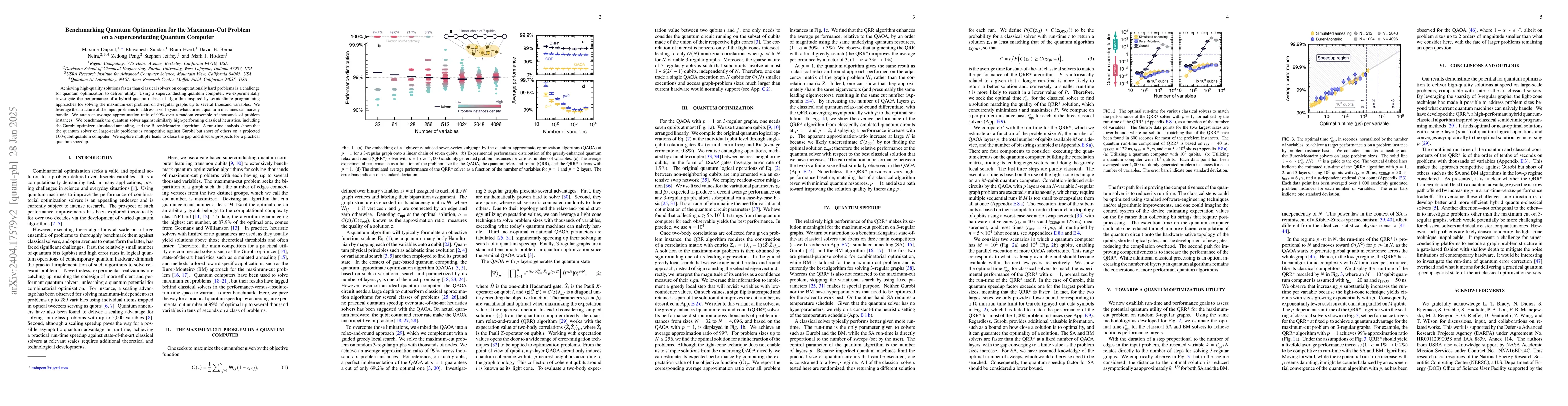 Thumbnail for Quantum Optimization for the Maximum Cut Problem on a Superconducting
  Quantum Computer