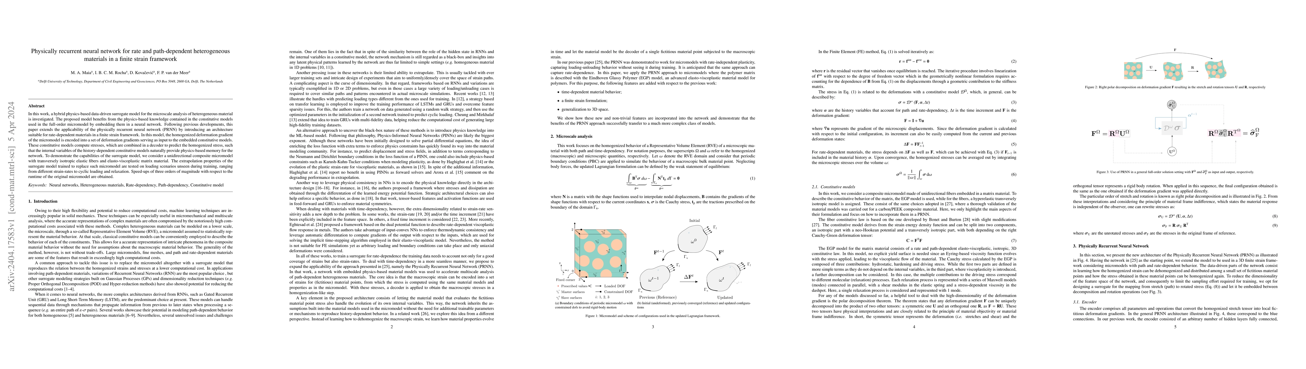 Thumbnail for Physically recurrent neural network for rate and path-dependent
  heterogeneous materials in a finite strain framework