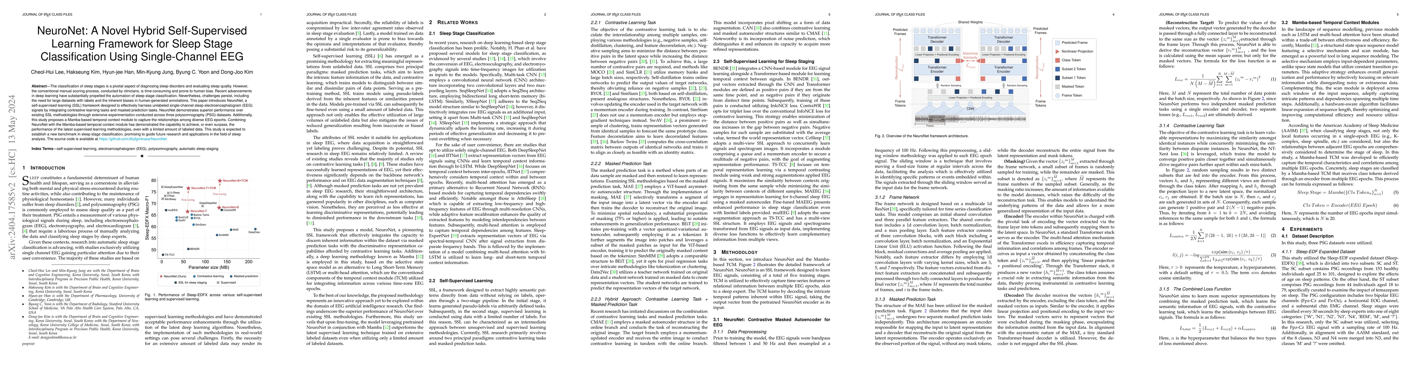 Thumbnail for NeuroNet: A Novel Hybrid Self-Supervised Learning Framework for Sleep
  Stage Classification Using Single-Channel EEG