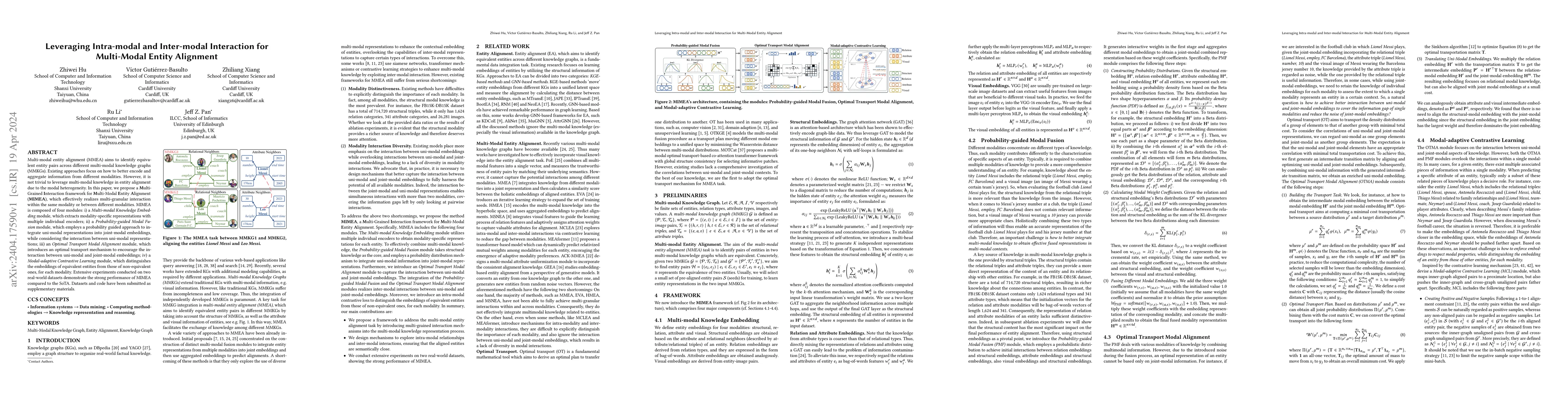 Thumbnail for Leveraging Intra-modal and Inter-modal Interaction for Multi-Modal
  Entity Alignment