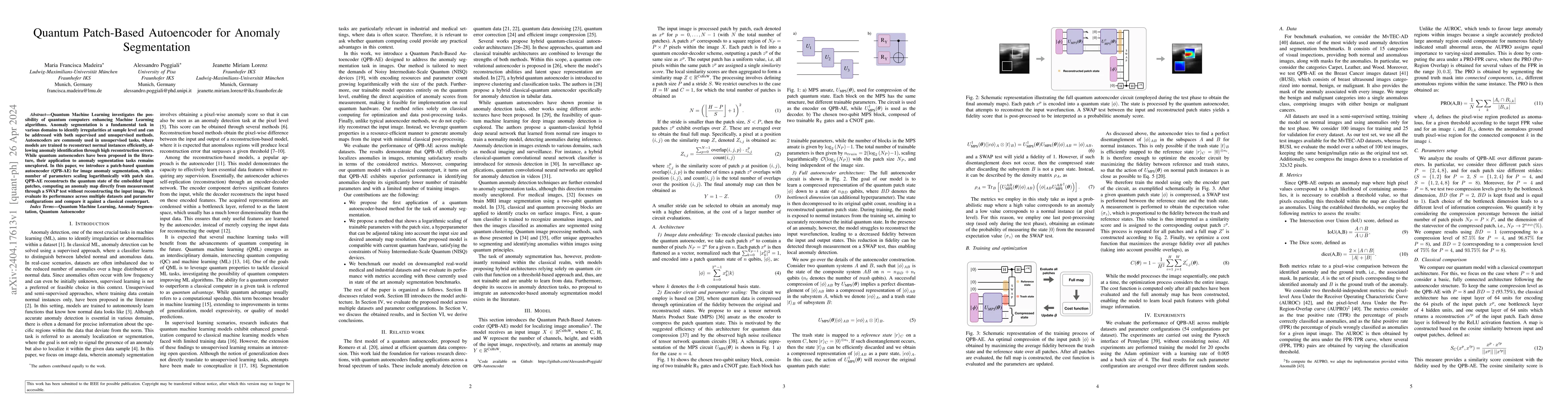 Thumbnail for Quantum Patch-Based Autoencoder for Anomaly Segmentation