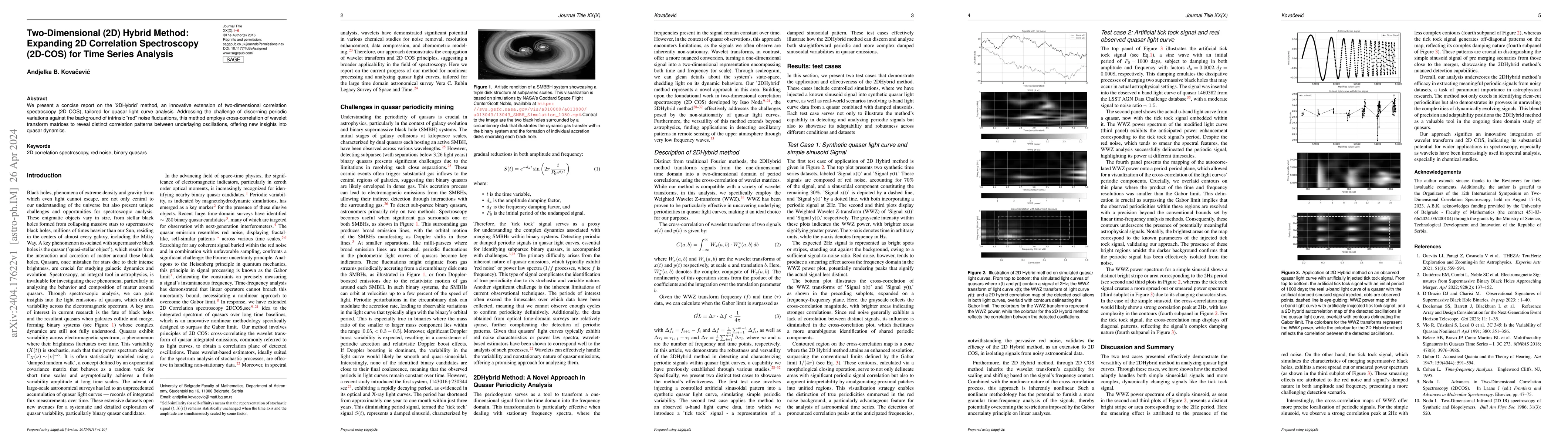 Thumbnail for Two-Dimensional (2D) Hybrid Method: Expanding 2D Correlation
  Spectroscopy (2D-COS) for Time Series Analysis