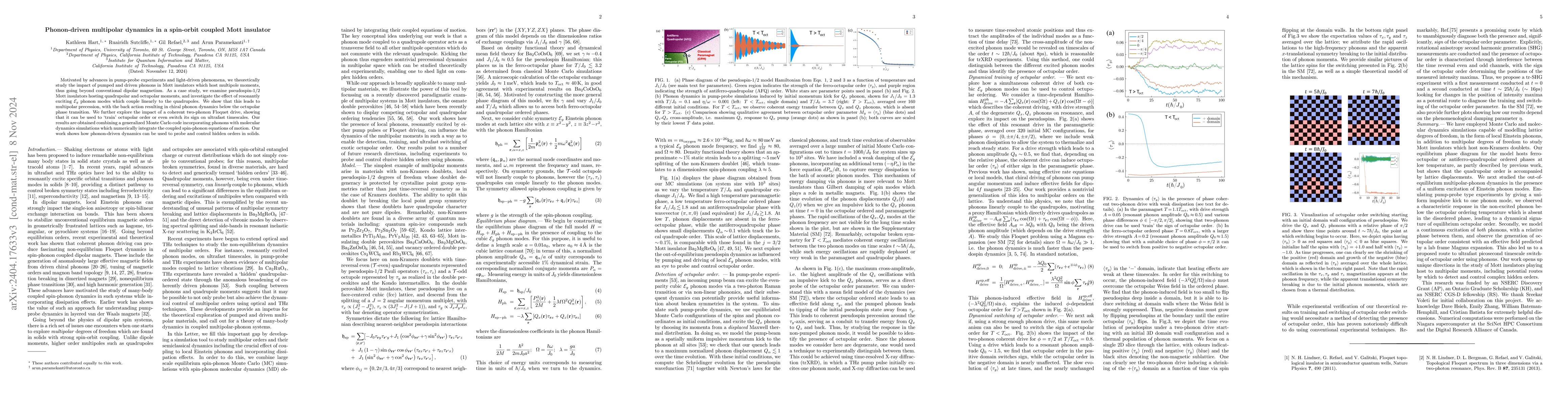 Thumbnail for Phonon-driven multipolar dynamics in spin-orbit coupled Mott insulators