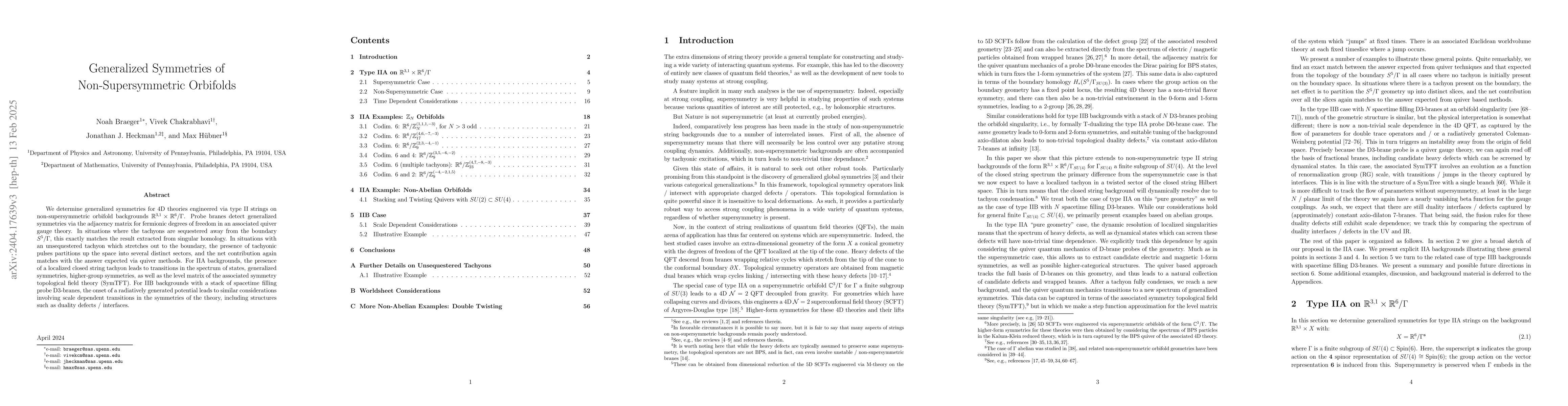 Thumbnail for Generalized Symmetries of Non-Supersymmetric Orbifolds