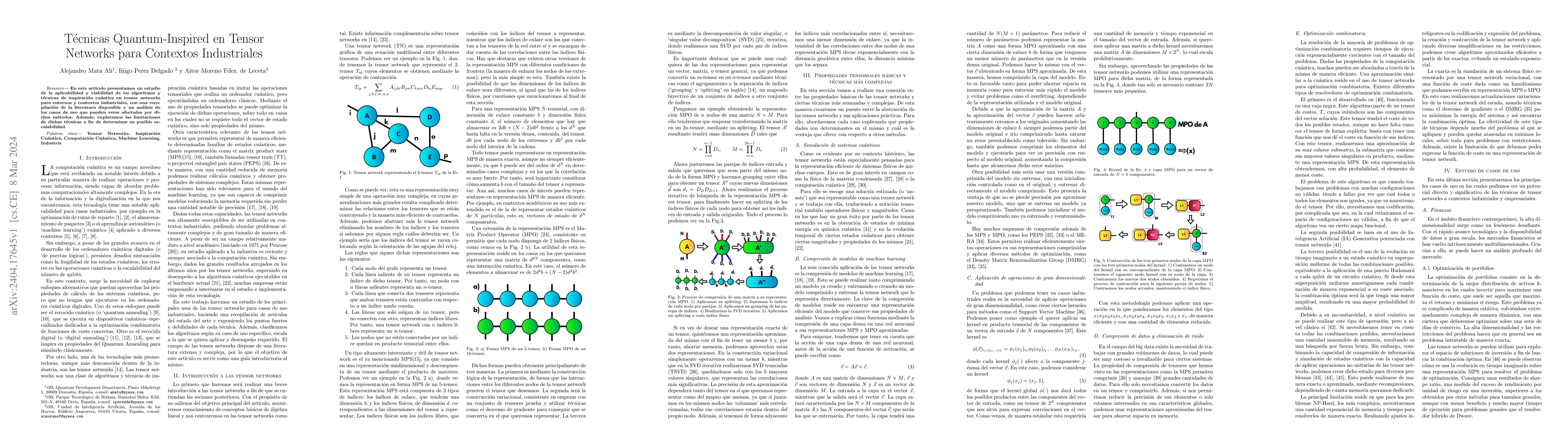 Thumbnail for T\'ecnicas Quantum-Inspired en Tensor Networks para Contextos
  Industriales