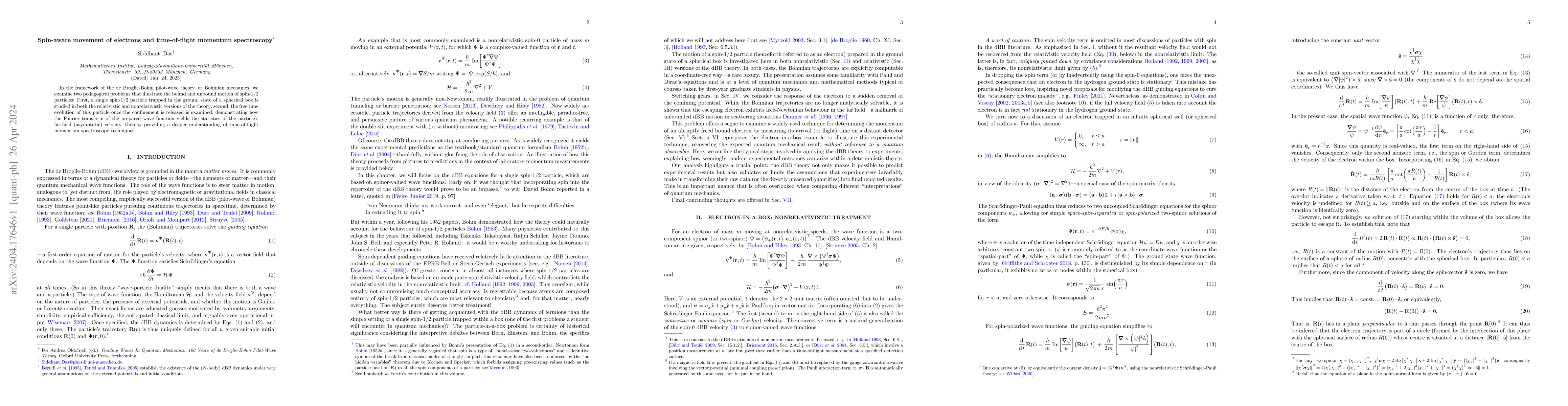 Thumbnail for Spin-aware movement of electrons and time-of-flight momentum
  spectroscopy