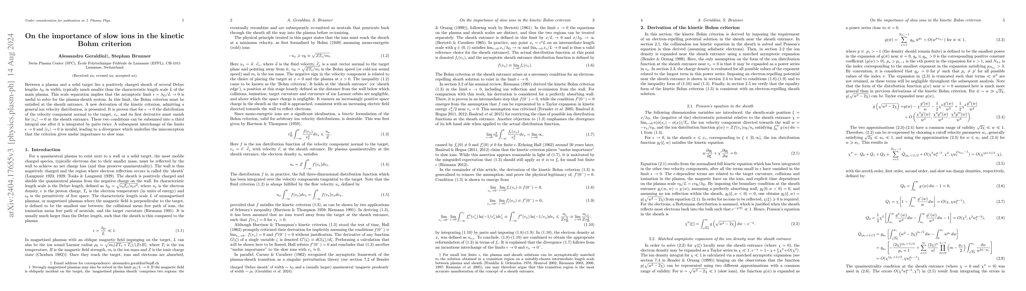 Thumbnail for On the importance of slow ions in the kinetic Bohm criterion