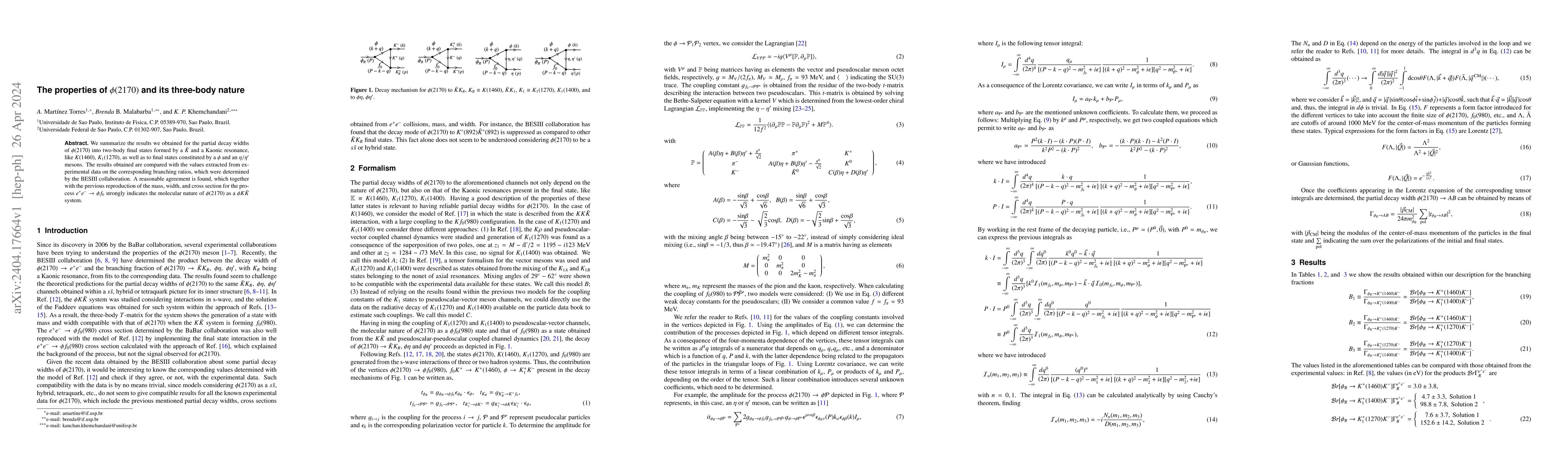 Thumbnail for The properties of $\phi(2170)$ and its three-body nature
