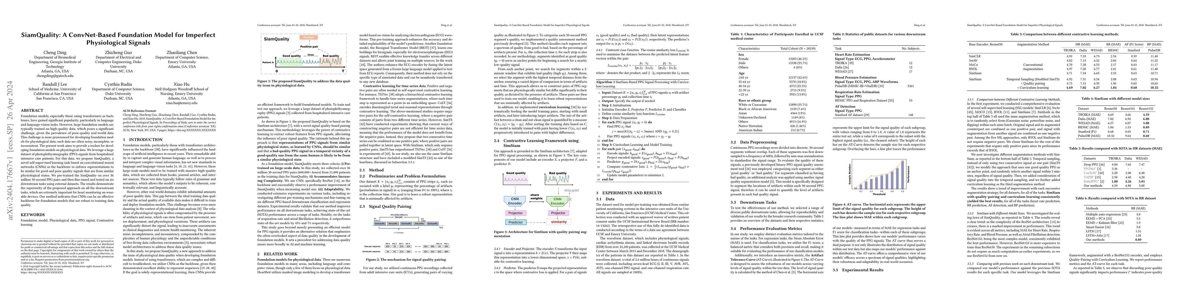 Thumbnail for SiamQuality: A ConvNet-Based Foundation Model for Imperfect
  Physiological Signals