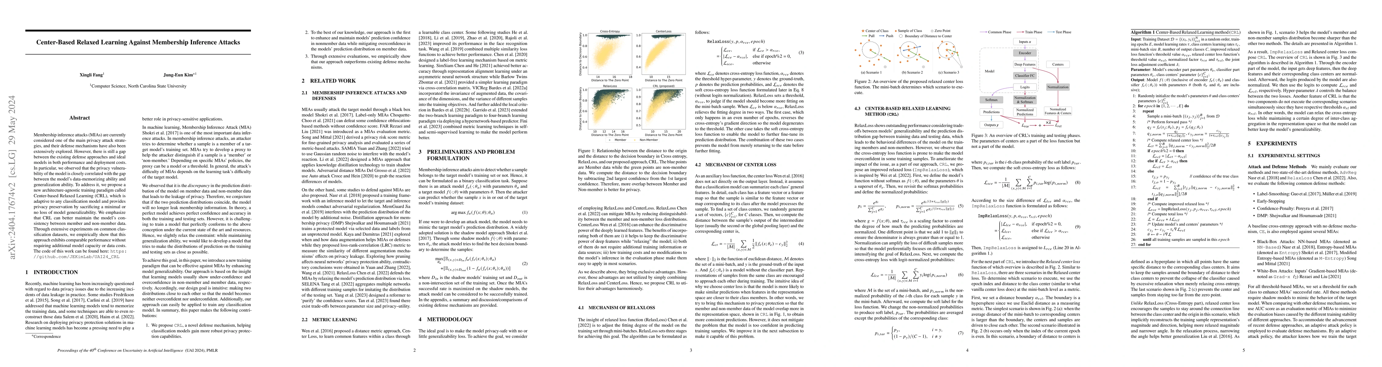 Thumbnail for Center-Based Relaxed Learning Against Membership Inference Attacks