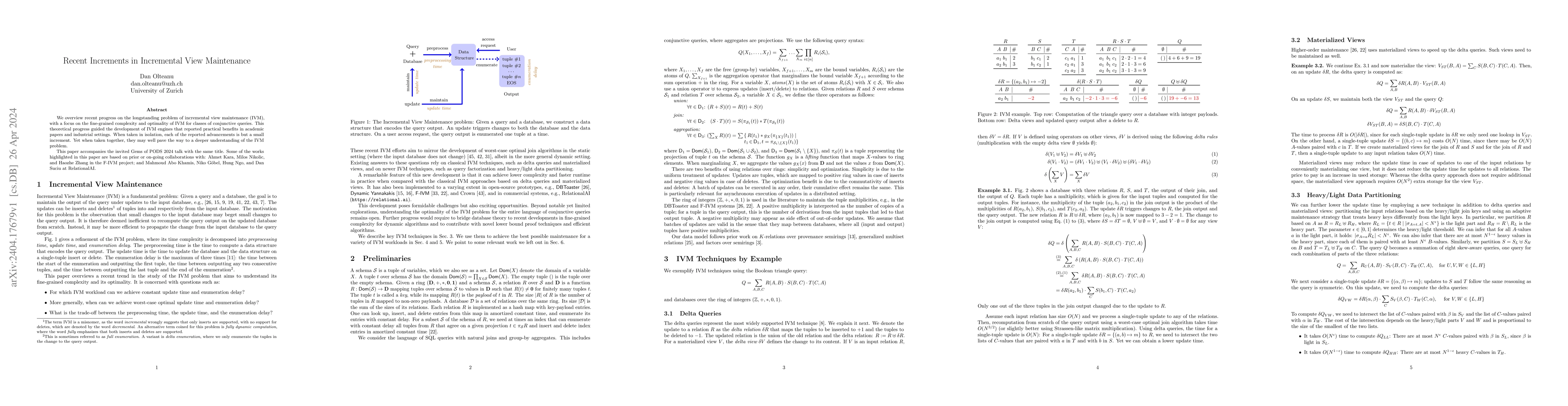 Thumbnail for Recent Increments in Incremental View Maintenance