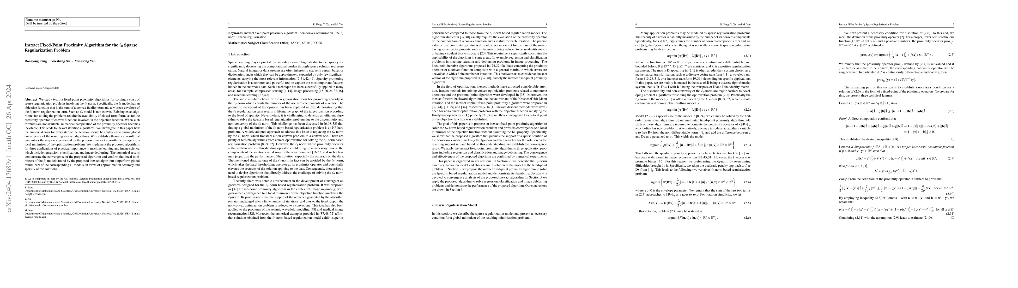 Thumbnail for Inexact FPPA for the $\ell_0$ Sparse Regularization Problem