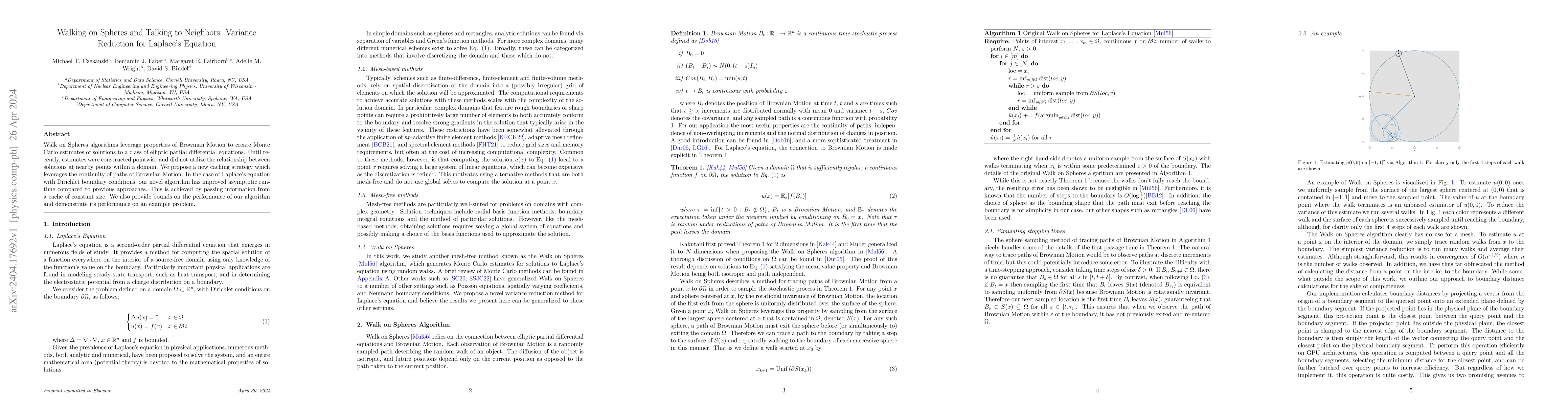Thumbnail for Walking on Spheres and Talking to Neighbors: Variance Reduction for
  Laplace's Equation