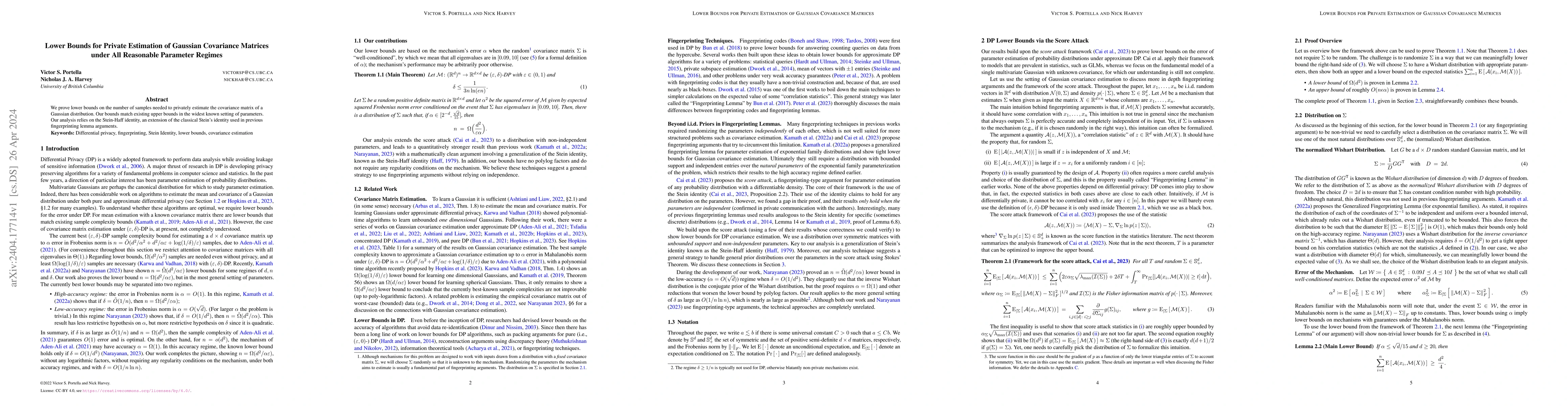 Thumbnail for Lower Bounds for Private Estimation of Gaussian Covariance Matrices
  under All Reasonable Parameter Regimes