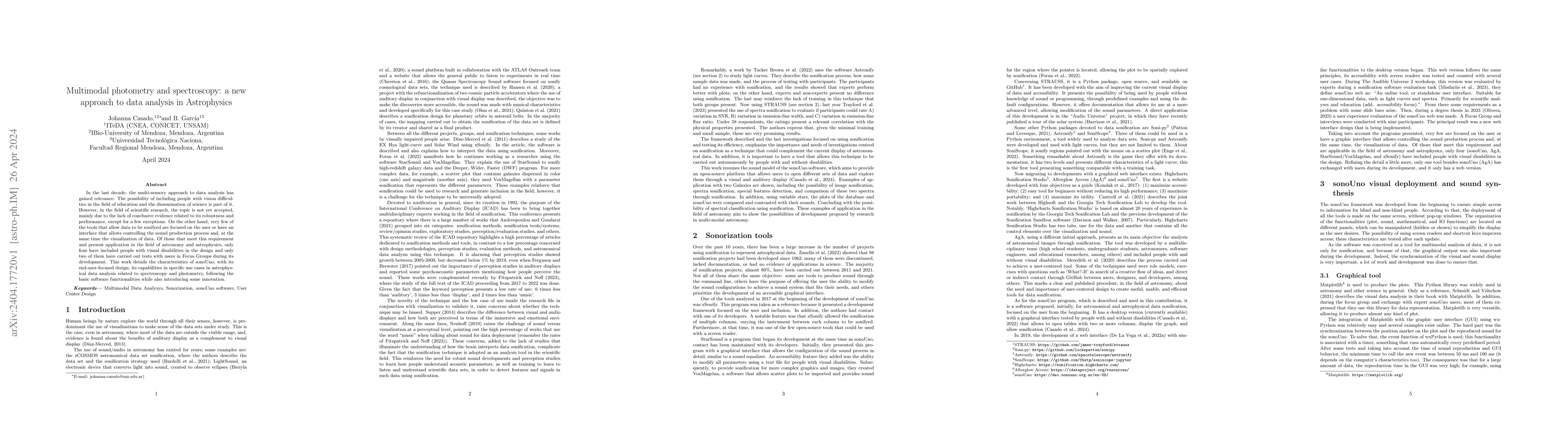 Thumbnail for Multimodal photometry and spectroscopy: a new approach to data analysis
  in Astrophysics