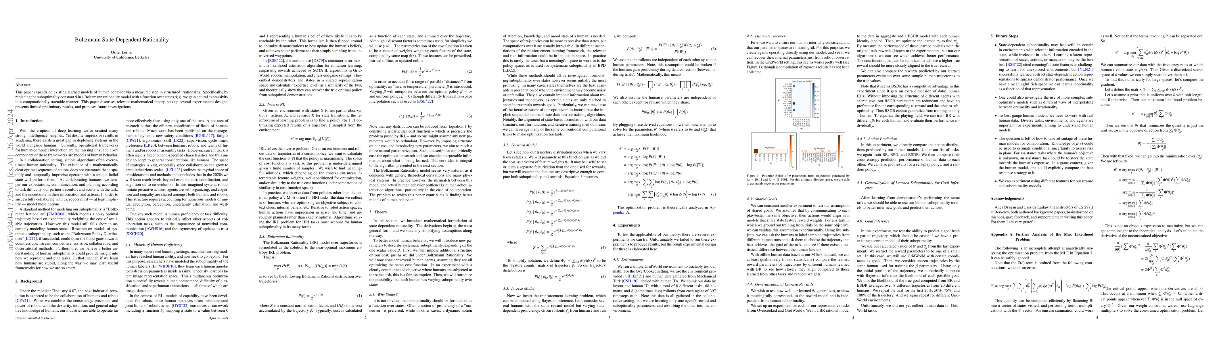 Thumbnail for Boltzmann State-Dependent Rationality