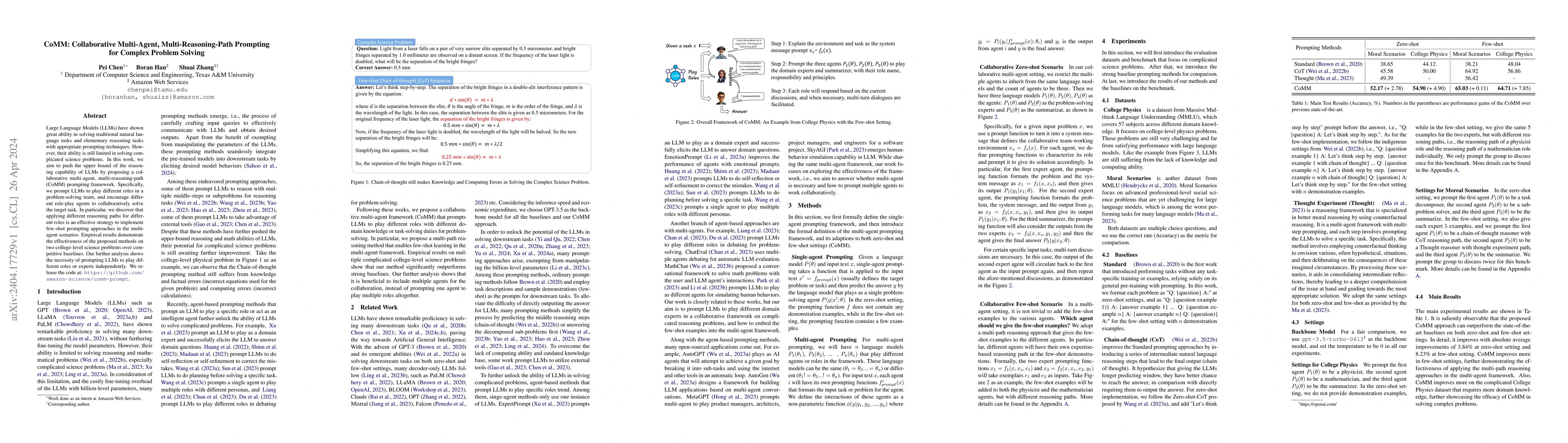 Thumbnail for CoMM: Collaborative Multi-Agent, Multi-Reasoning-Path Prompting for
  Complex Problem Solving