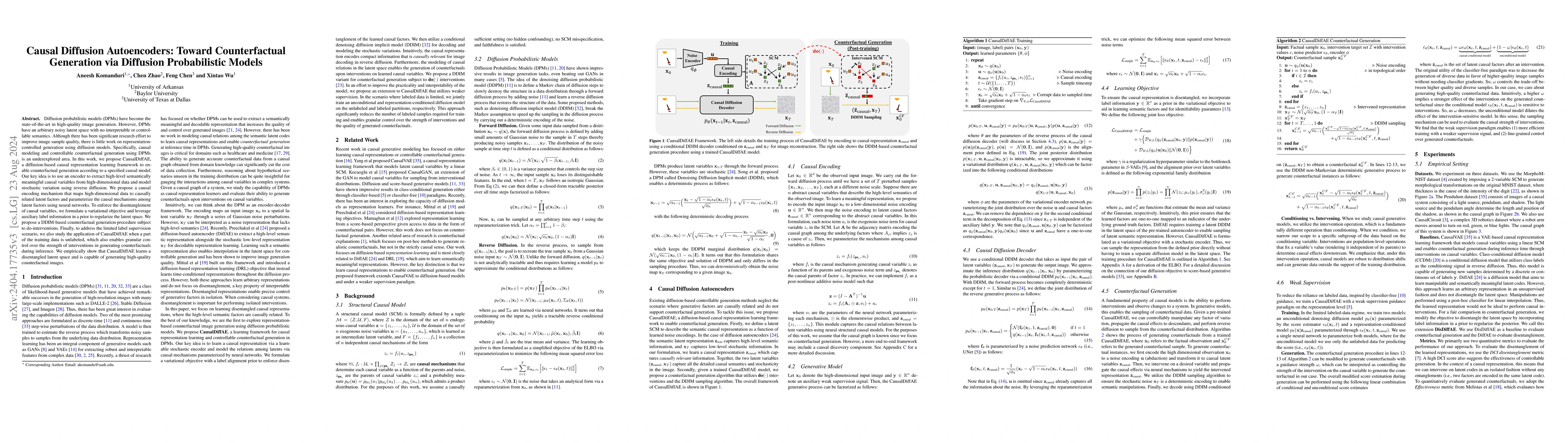 Thumbnail for Causal Diffusion Autoencoders: Toward Counterfactual Generation via
  Diffusion Probabilistic Models